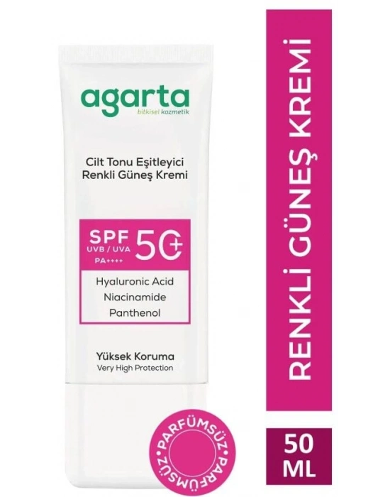 Agarta Doğal Güneş Kremi Cilt Tonu Eşitleyici Renkli 50 SPF 50 ml