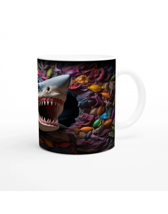 Ağzı Açık Köpekbalığı ve Renkli Resifler Su Altı Temalı Kupa Bardak