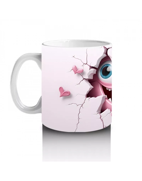 Ağzı Açık Sevimli Yaratık Maskotu – Baskılı Kahve Kupası