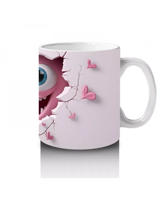 Ağzı Açık Sevimli Yaratık Maskotu – Baskılı Kahve Kupası