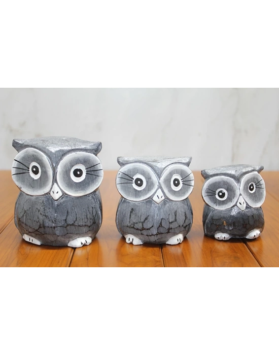 Ahşap 3lü Baykuş Seti Model 2