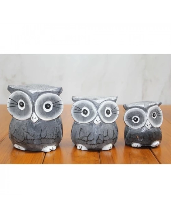 Ahşap 3lü Baykuş Seti Model 2