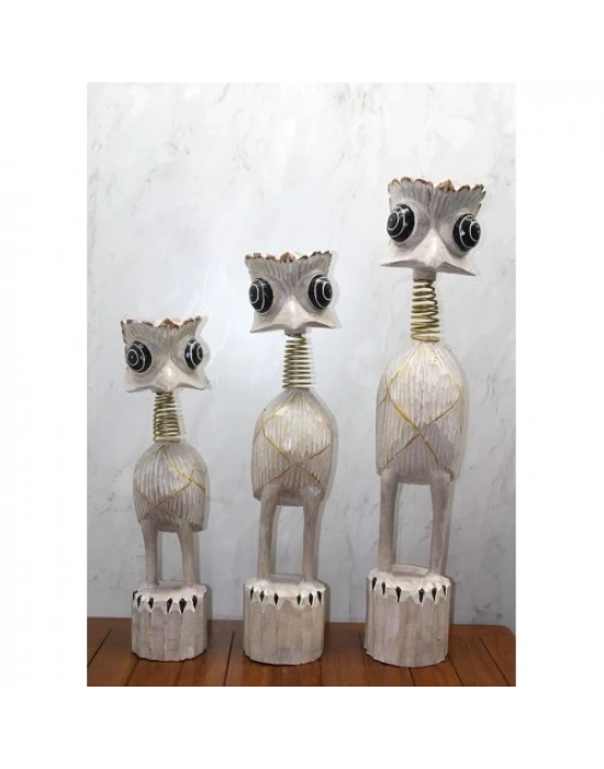 Ahşap 3lü Deve Kuşu Seti 90 Cm