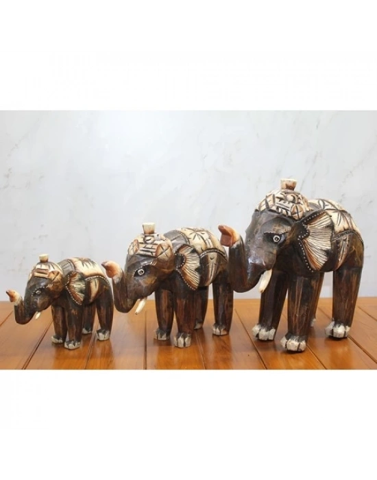 Ahşap 3lü Fil Seti