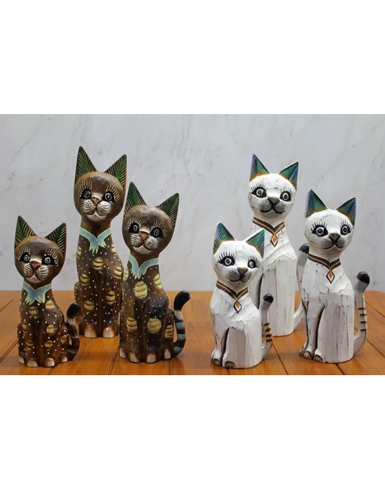 Ahşap 3lü Kedi Seti 30 Cm Okas:2