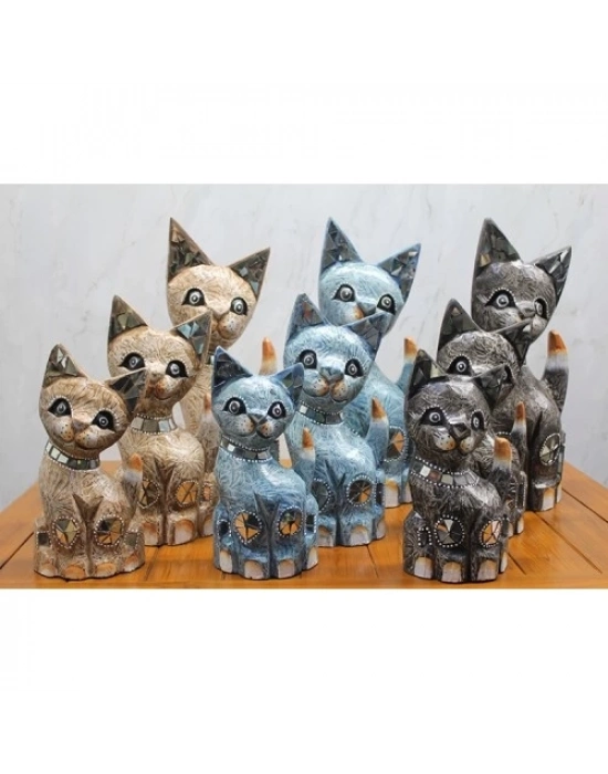 Ahşap 3lü Kedi Seti 40 Cm