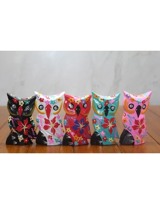 Ahşap 5li Baykuş Seti Polos-10