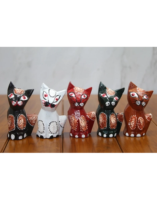 Ahşap 5li Kedi Seti Model 3