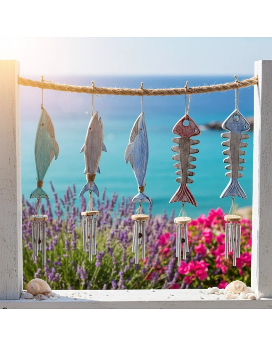 Ahşap Balıklı Metal Çan