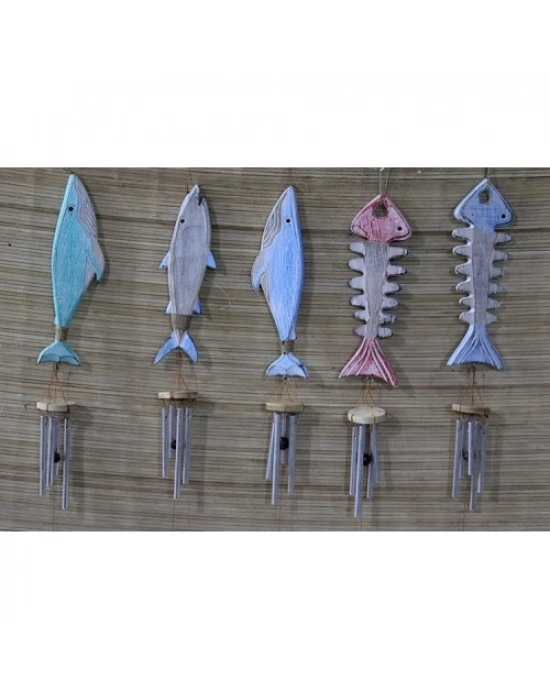 Ahşap Balıklı Metal Çan