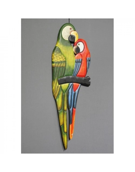 Ahşap Duvara Asmalı 2li Papağan Model 1