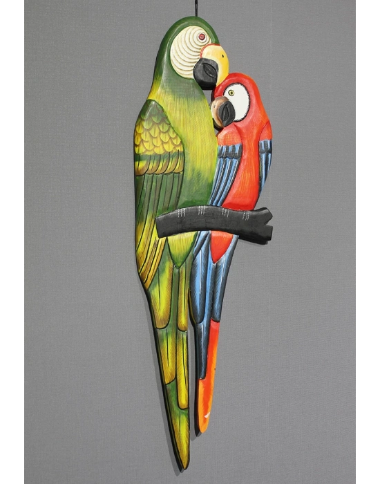 Ahşap Duvara Asmalı 2li Papağan Model 1