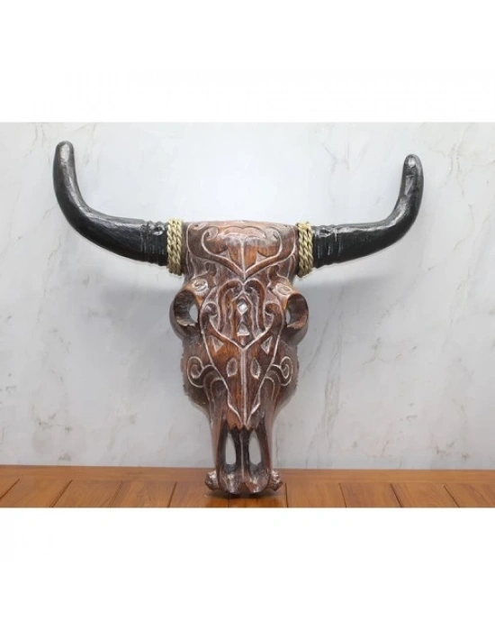 Ahşap Duvara Asmalı Bufalo Kafası