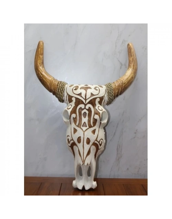 Ahşap Duvara Asmalı Bufalo Kafası