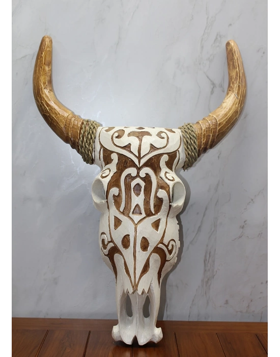 Ahşap Duvara Asmalı Bufalo Kafası
