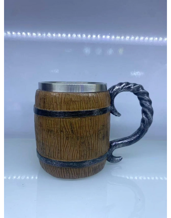 Ahşap Fıçı Çelik Kupa Kod 1152b