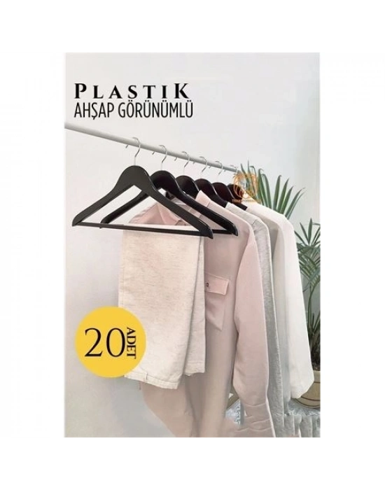 Ahşap Görünüm Plastik Askı 20 ADET SİYAH 720520