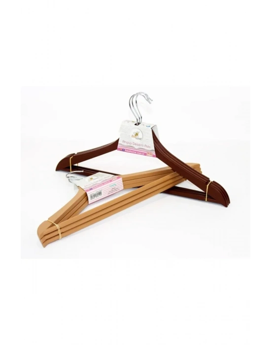 Ahşap Görünümlü Plastik Elbise Askısı 3 Lü Royaleks-AK439