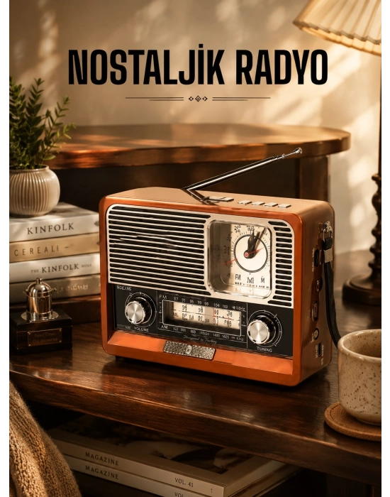 Ahşap Görünümlü Retro Bluetooth Radyo USB,AUX Ve SD Kart Girişli