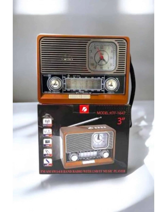 Ahşap Görünümlü Retro Bluetooth Radyo USB,AUX Ve SD Kart Girişli