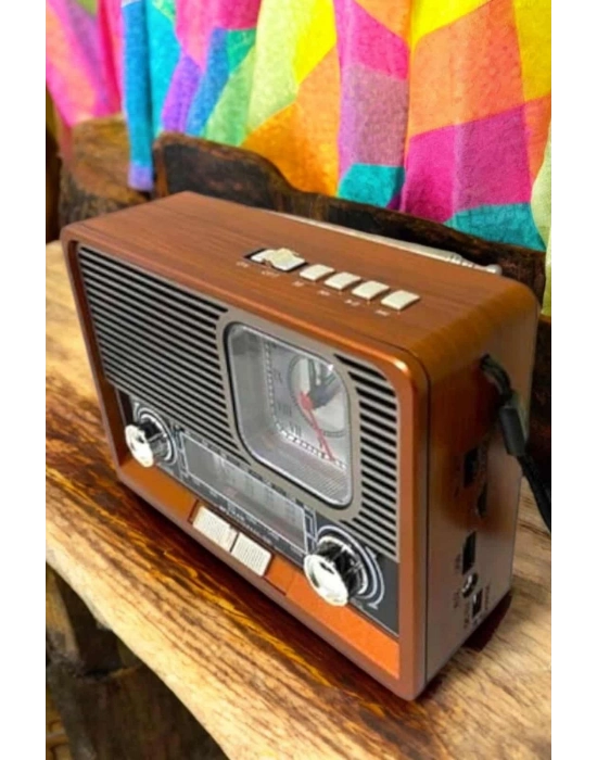 Ahşap Görünümlü Retro Bluetooth Radyo USB,AUX Ve SD Kart Girişli