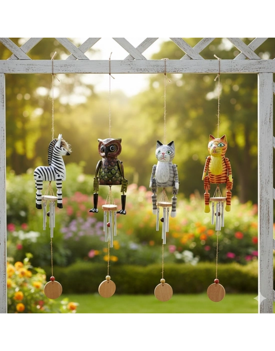 Ahşap Hayvan Figürlü Rüzgar Çanı Model 2