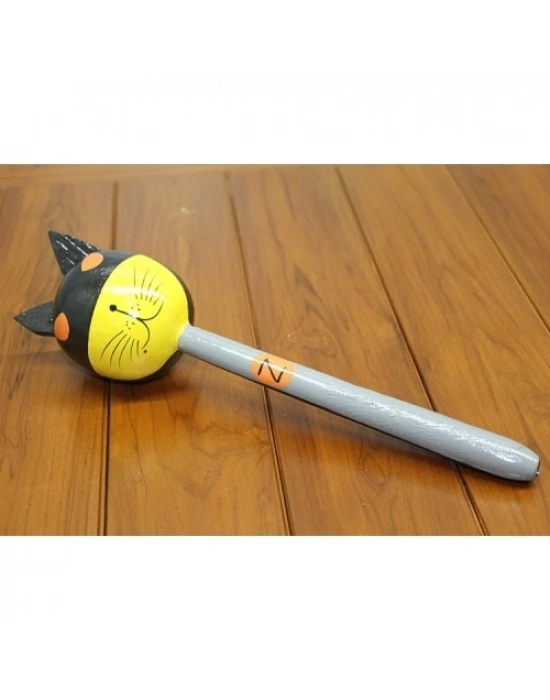 Ahşap Kedili Batman Marakas Tekli