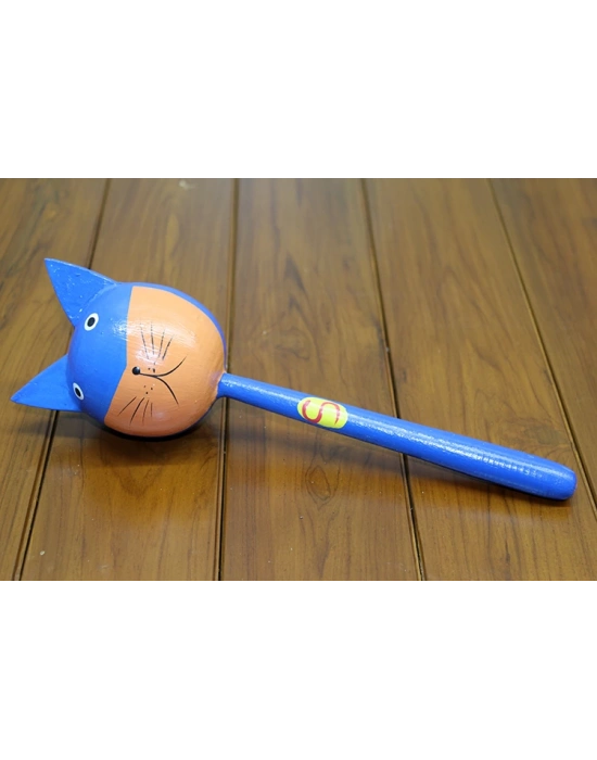 Ahşap Kedili Marakas Tekli Model 2