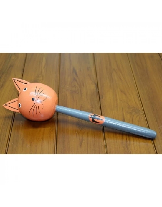 Ahşap Kedili Marakas Tekli Model 3