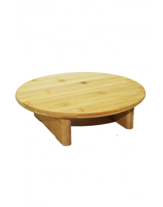 Ahşap Kesim Tahtası Panosu 30 Cm. Yuvarlak Bambu Ayaklı Royaleks-10506