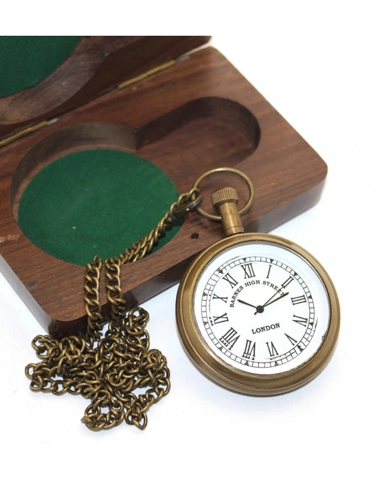 Ahşap Kutulu Pirinç Köstekli Saat Model 4