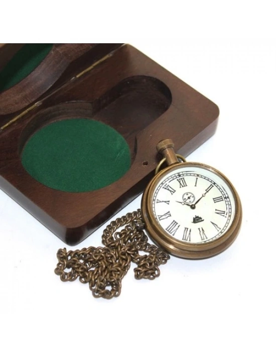 Ahşap Kutulu Pirinç Köstekli Saat Model 7