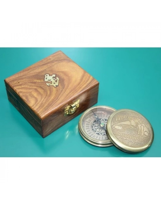 Ahşap Kutulu Pirinç Pusula