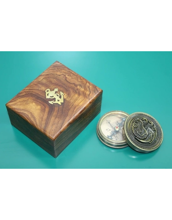 Ahşap Kutulu Pirinç Pusula 16223