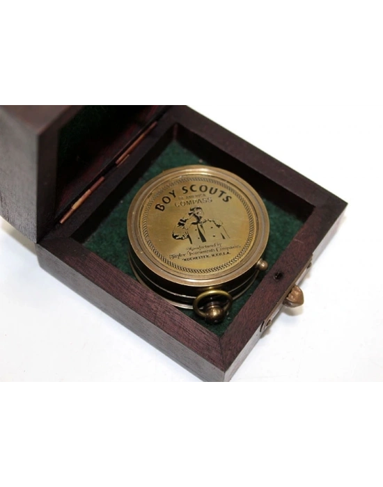 Ahşap Kutulu Pirinç Pusula Ksk123