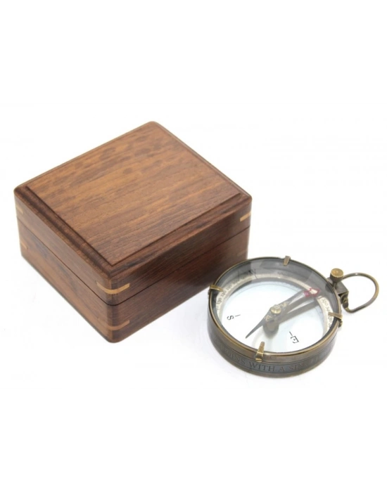 Ahşap Kutulu Pirinç Pusula Model 13