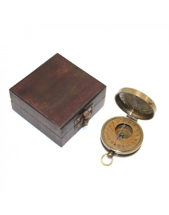 Ahşap Kutulu Pirinç Pusula Model 5