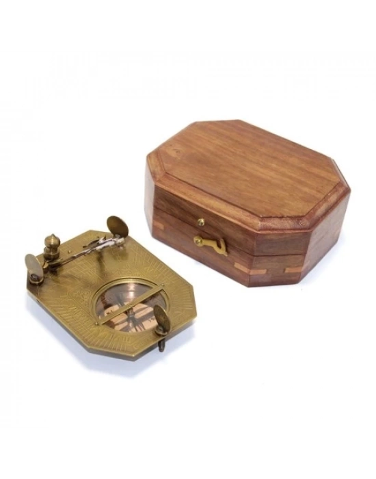 Ahşap Kutulu Pirinç Pusula Model 6