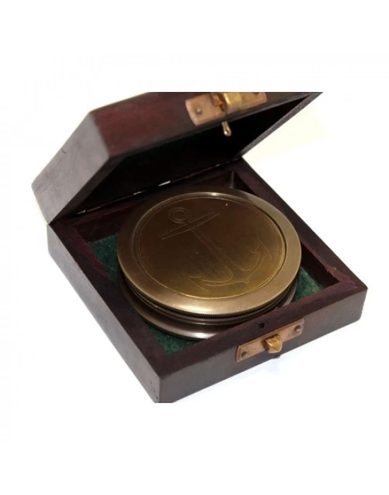 Ahşap Kutulu Pirinç Pusula Model 7