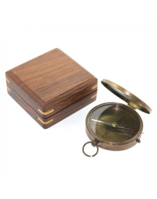 Ahşap Kutulu Pirinç Pusula Model 8