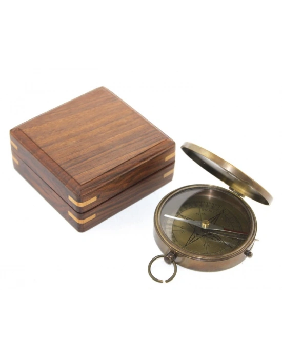 Ahşap Kutulu Pirinç Pusula Model 8