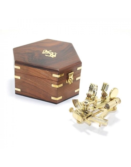 Ahşap Kutulu Pirinç Sekstant Model 2