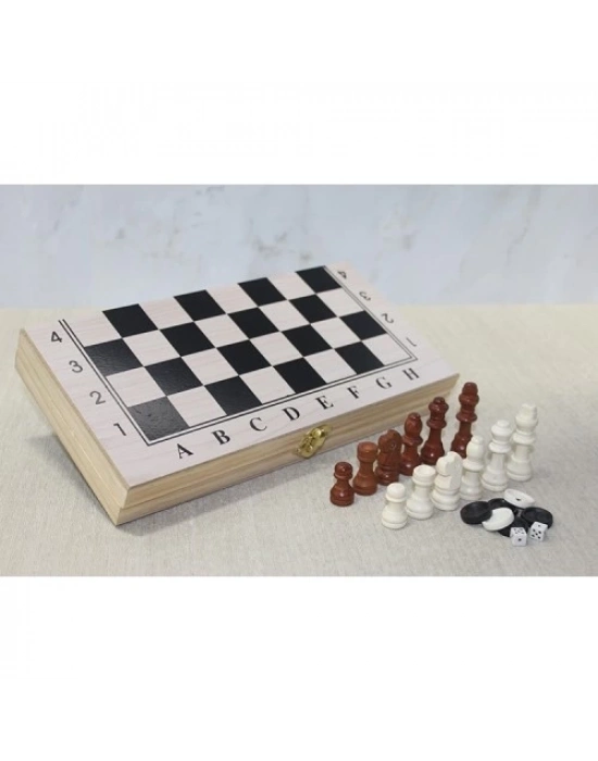 Ahşap Kutulu Satranç Tavla Seti Model 1