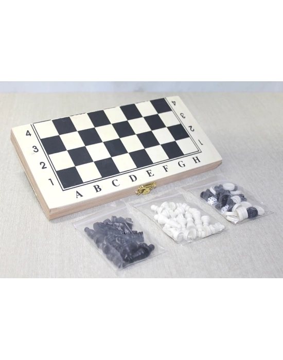 Ahşap Kutulu Satranç Ve Tavla Seti Alk4025