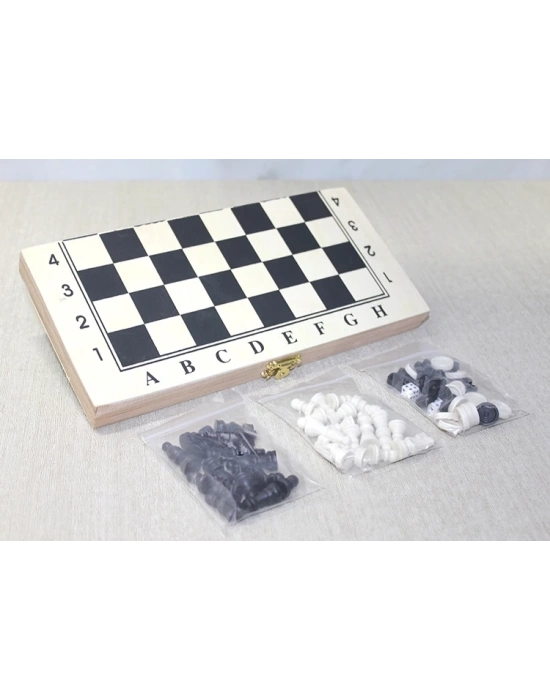 Ahşap Kutulu Satranç Ve Tavla Seti Alk4026