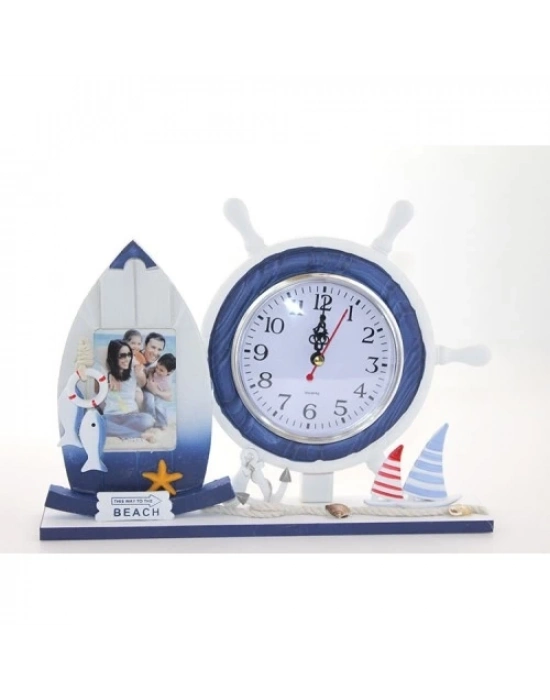Ahşap Marin Dümenli Çerçeveli Saat Model 1