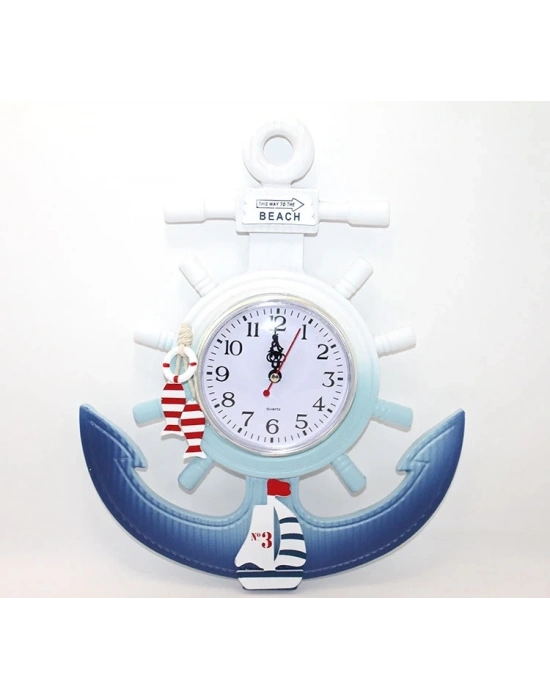 Ahşap Marin Dümenli Ve Çapa Tasarımı Saat Alk2468