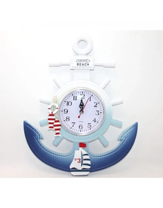 Ahşap Marin Dümenli Ve Çapa Tasarımı Saat Model 1