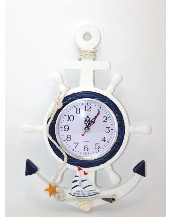 Ahşap Marin Duvara Asmalı Dümenli Saat Alk2446