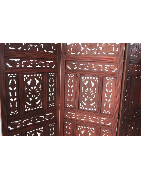 Ahşap Maun Rengi El Oyması Paravan